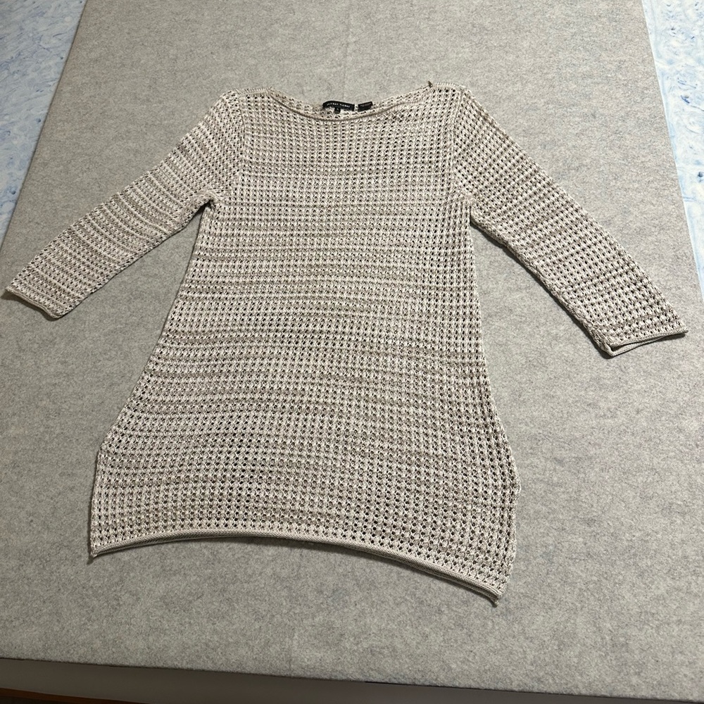 JEANNE PIERRE Light Beige Crochet Knit Tunic